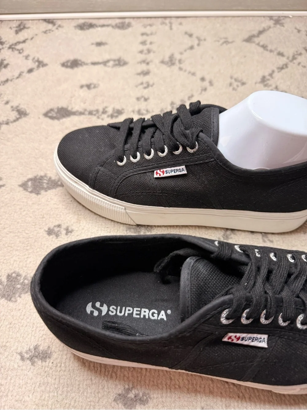 SUPERGA 2740 Platform Sneakers in Black Avorio